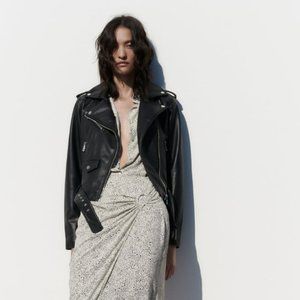 Current Season FAUX LEATHER BIKER JACKET - Large